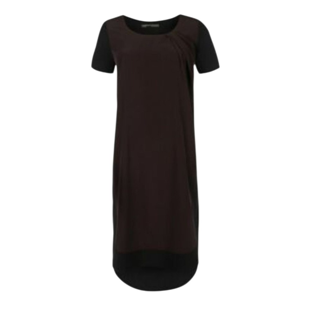 All Saints US Size 2 Lacyn Dress Colorblock Black Brown Tunic Short Sleeve Mini